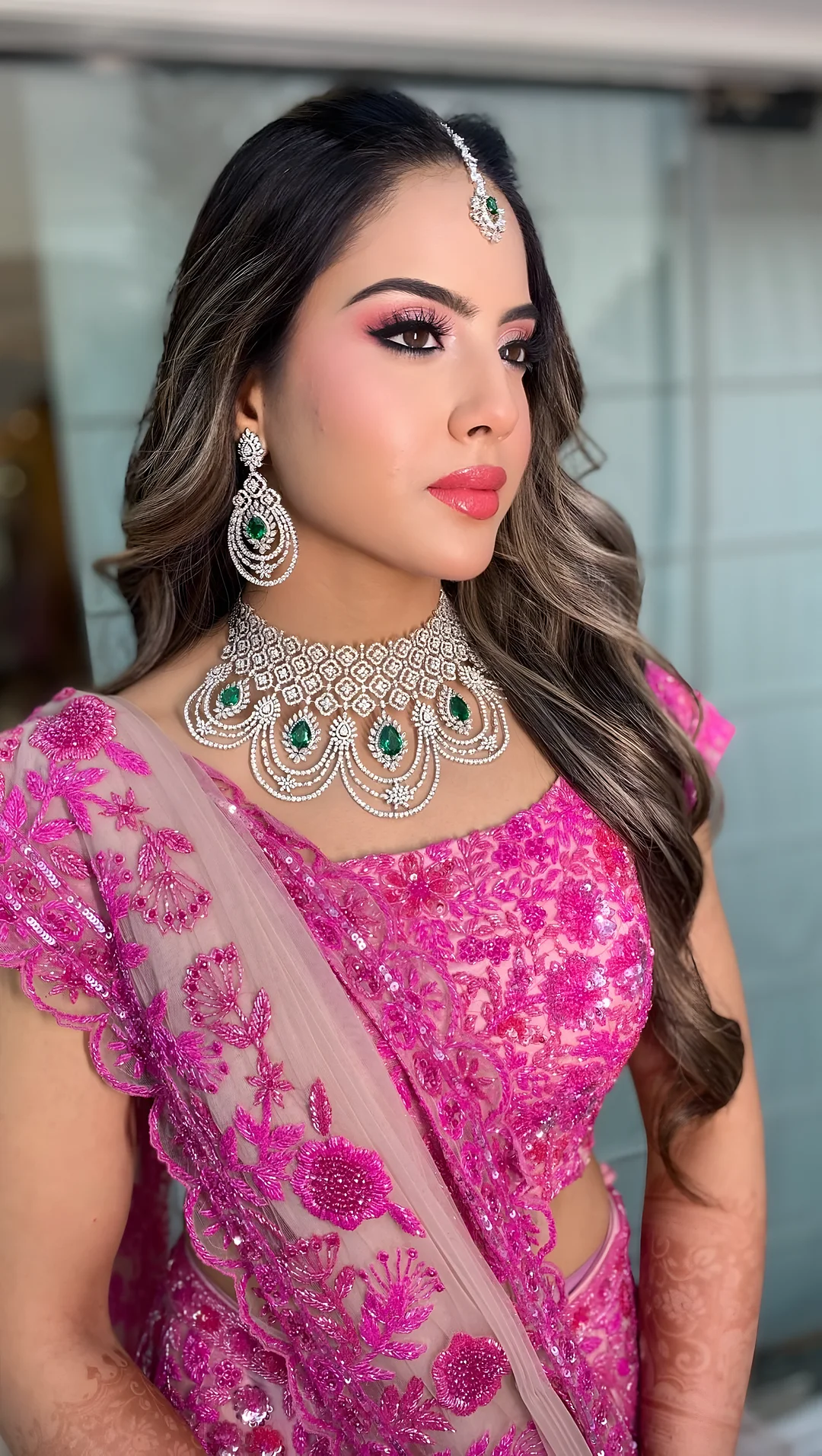 Glam in a pink lehenga